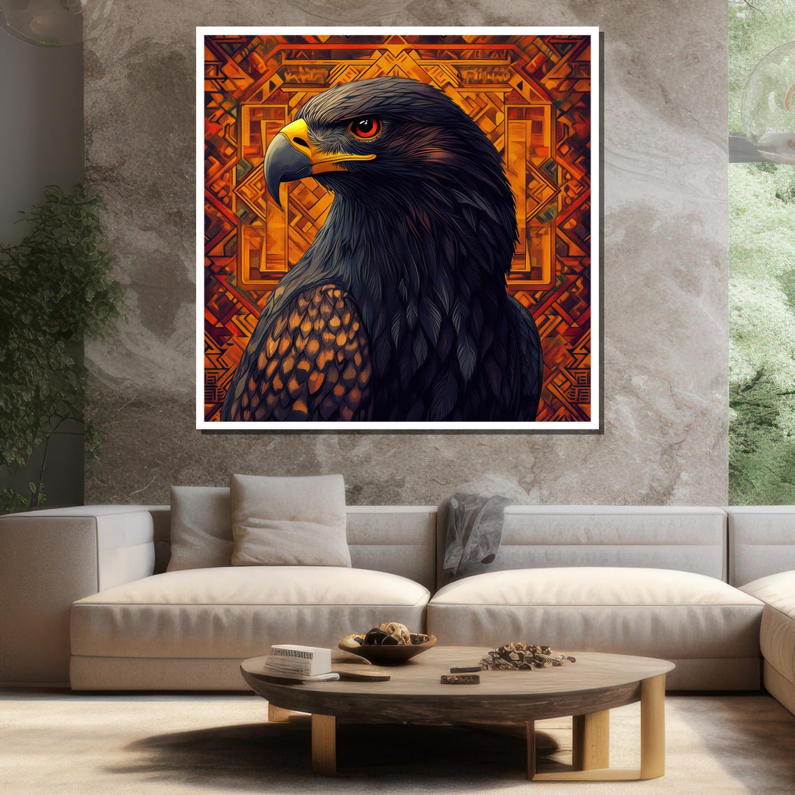 Majestic Eagle Painting Tribal Style Wall Art Bold Home Decor Wildlife Art Unique Gift Idea - Image 3