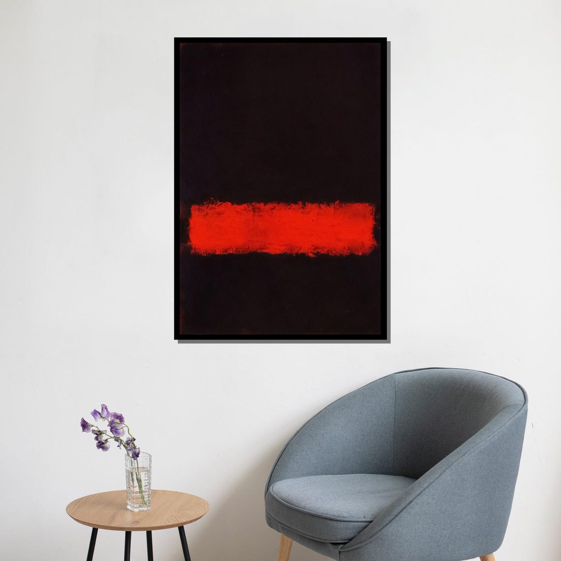 Mark Rothko Style Glowing Red Band On Black Minimalist Art Poster - Image 5