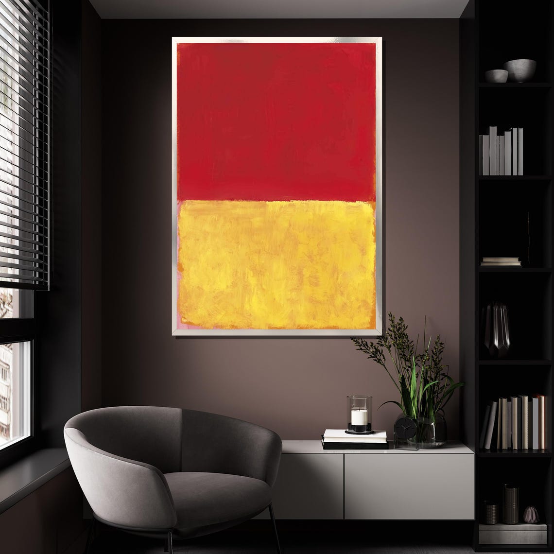 Mark Rothko Style Bold Red Over Textured Golden Yellow Poster - Image 4