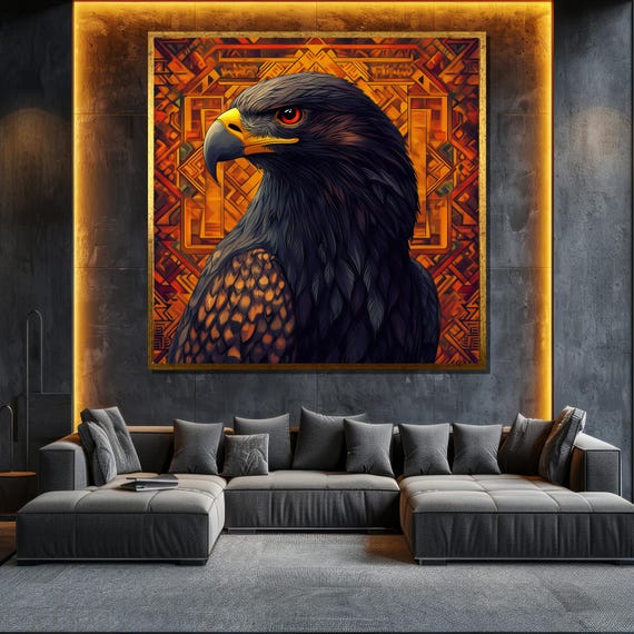 Majestic Eagle Painting Tribal Style Wall Art Bold Home Decor Wildlife Art Unique Gift Idea