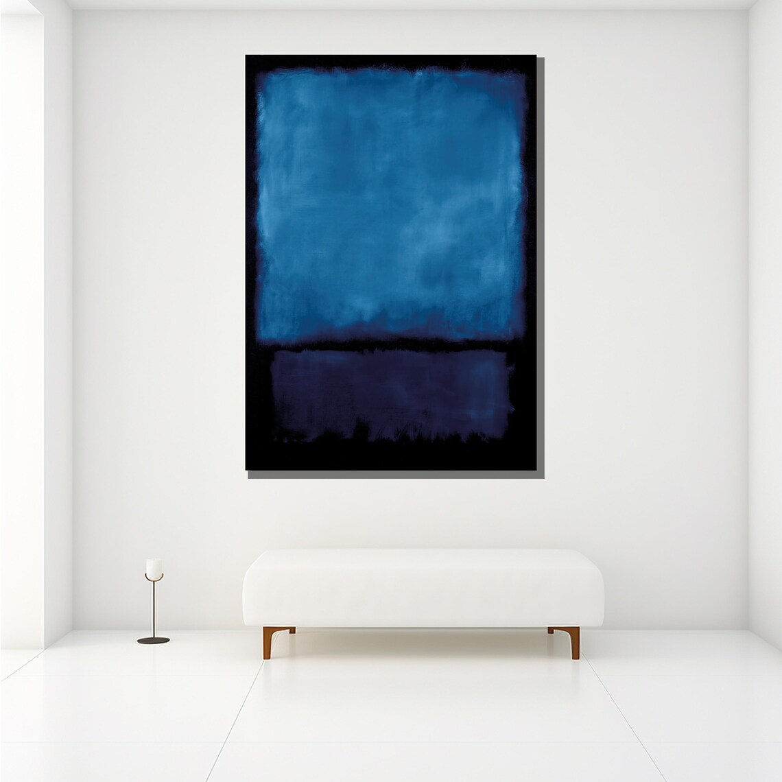 Mark Rothko Style Midnight Blue Layers Fading To Black Art Poster - Image 2