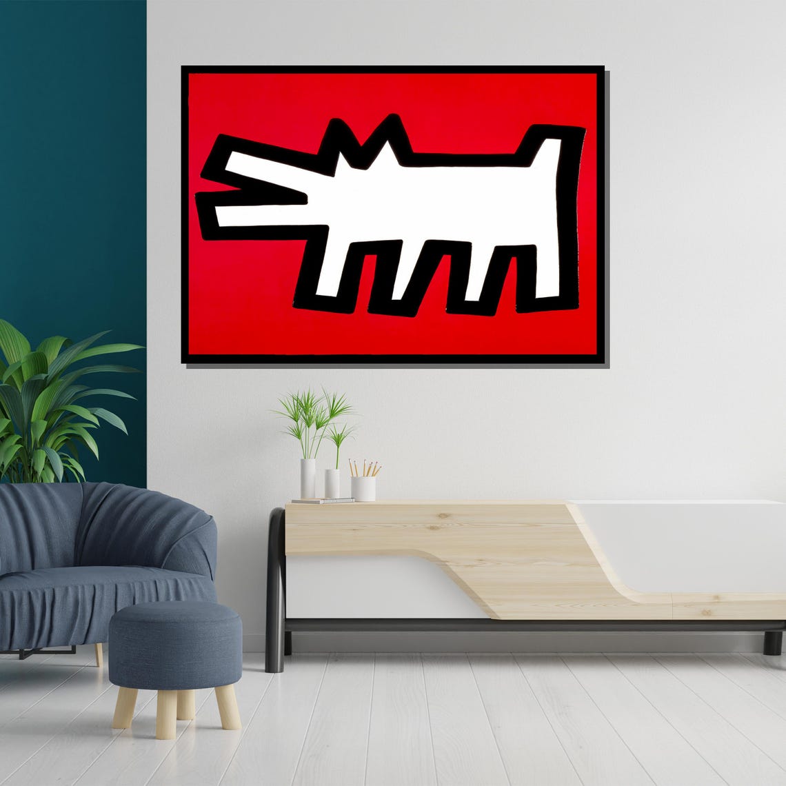 Bold Red And White Dog Pop Art Modern Wall Art With Graphic Design For Home Decor Or Gift - Image 5