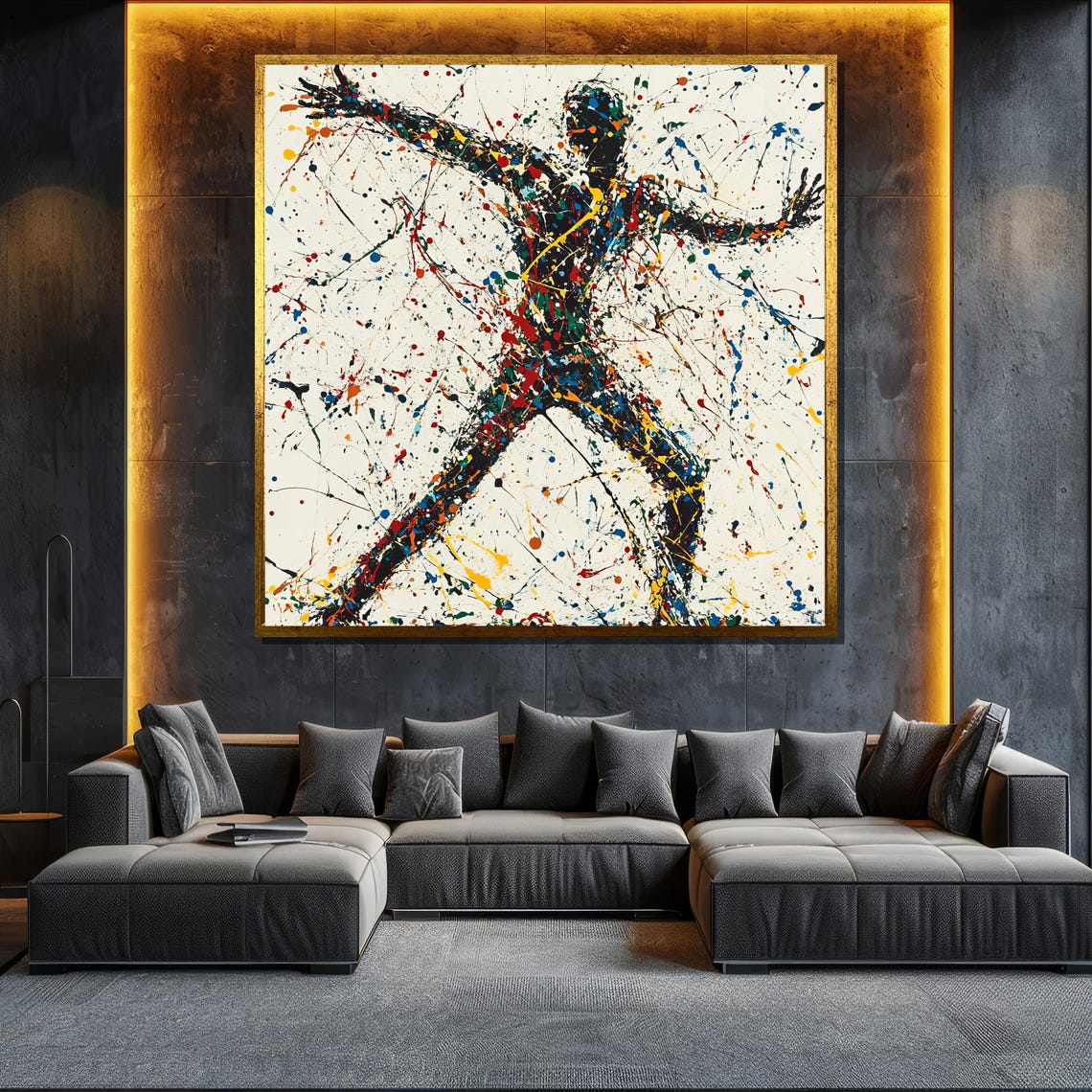 Dynamic Abstract Action Painting Modern Wall Art Unique Gift For Living Room Bold Home Decor Statement Piece