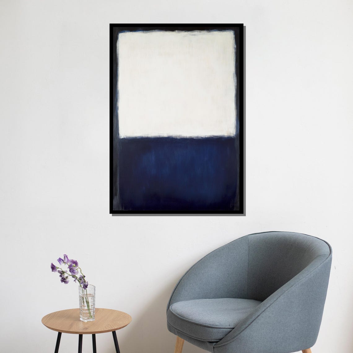 Mark Rothko White Deep Blue Crisp Color Field Abstract Print - Image 5