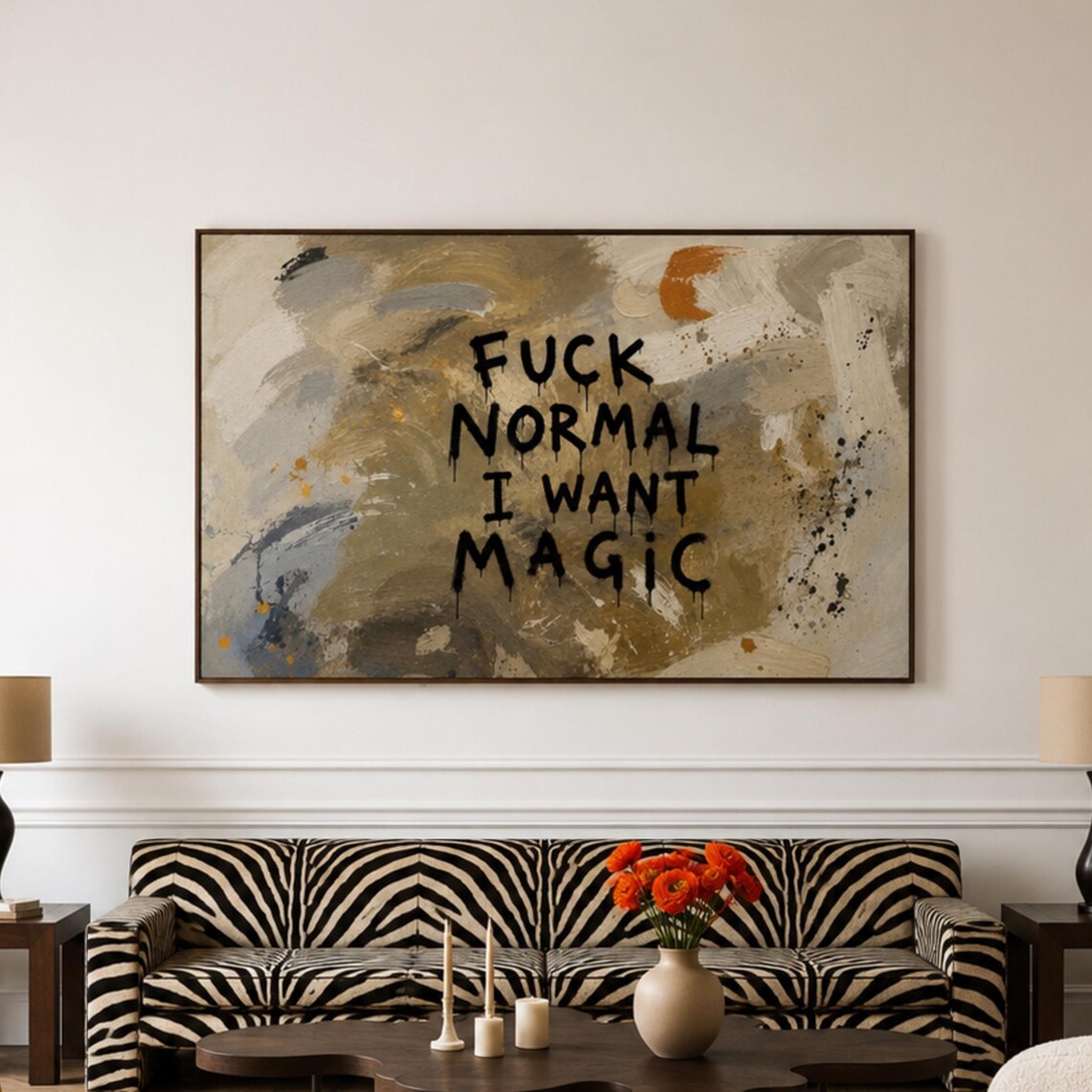 I Want Magic Rebellious Abstract Quote Painted Canvas Poster