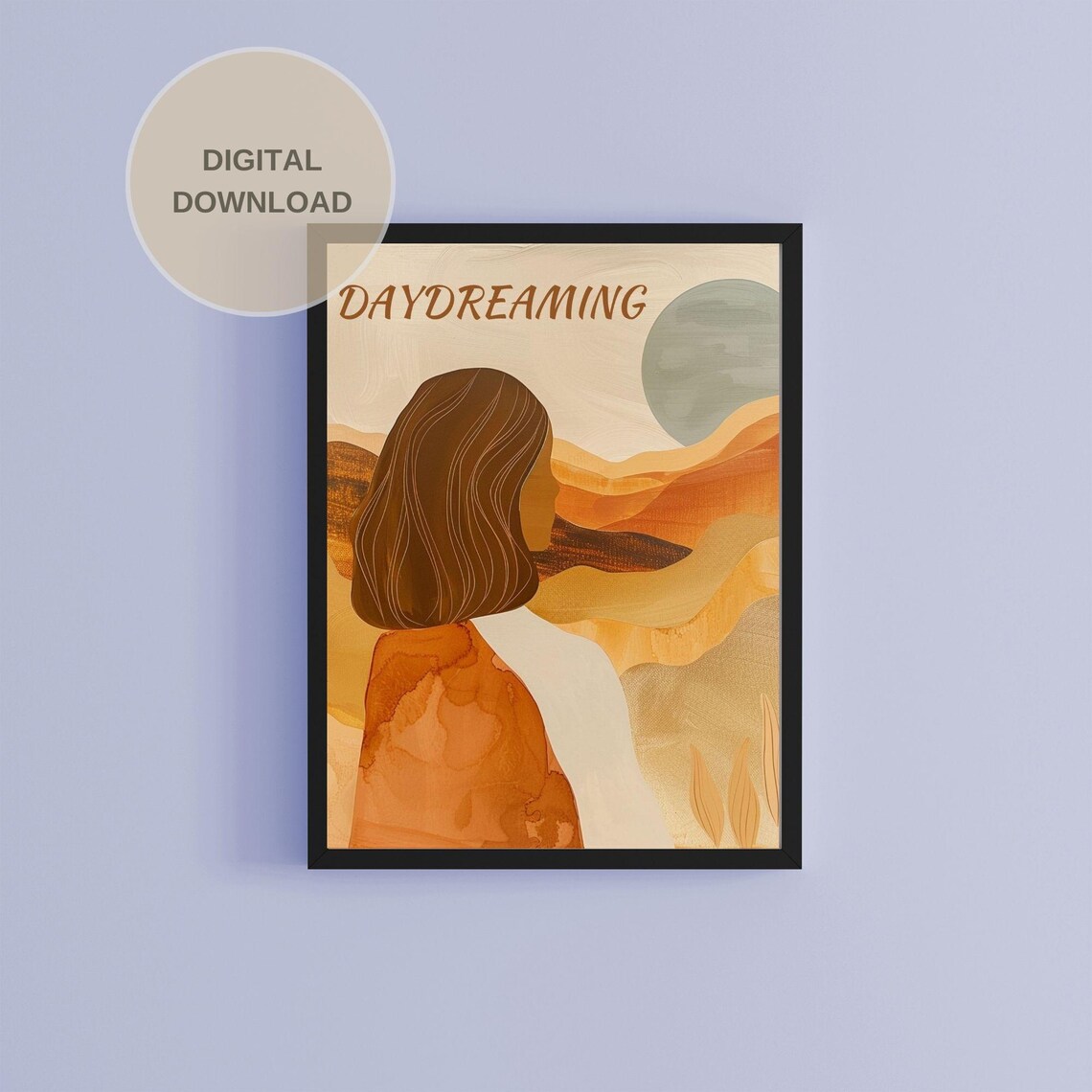 Daydreaming Boho Girl Poster, Warm Tones Decor - Image 2