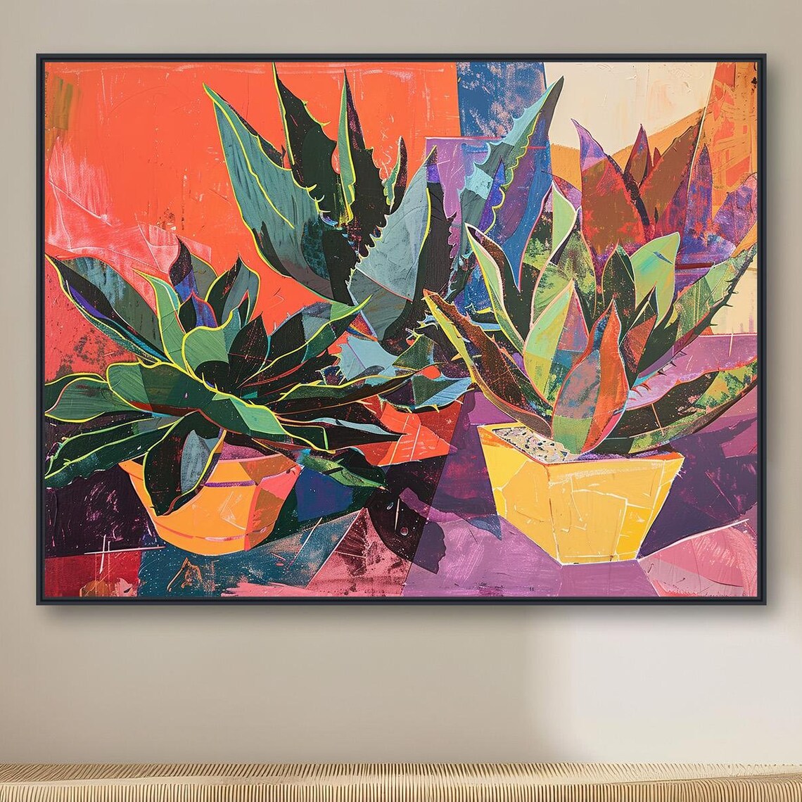 Potted Agave, Southwestern Vintage Desert Art Print