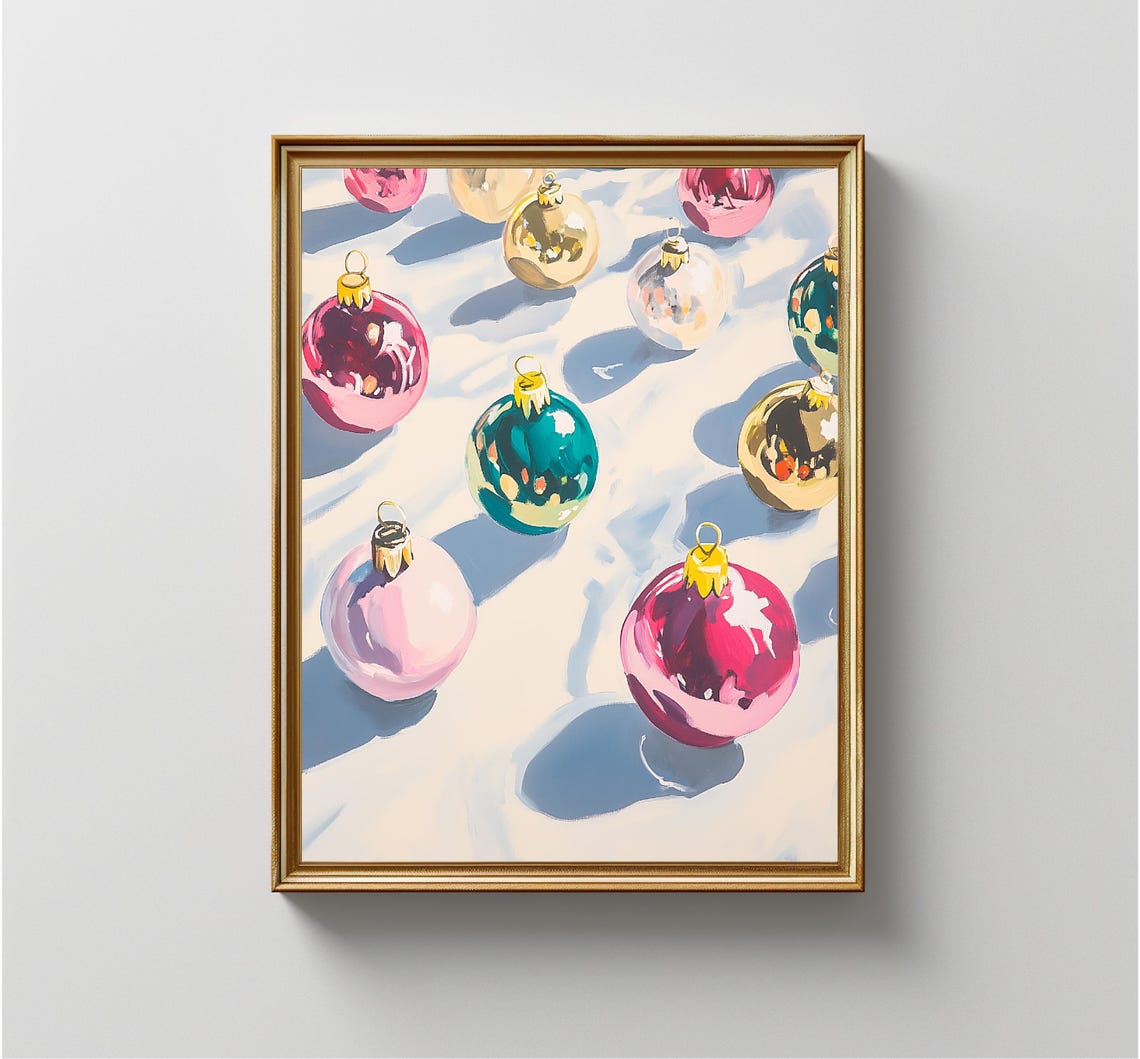 Colorful Glass Christmas Ornaments Bright Holiday Baubles Wall Poster - Image 4