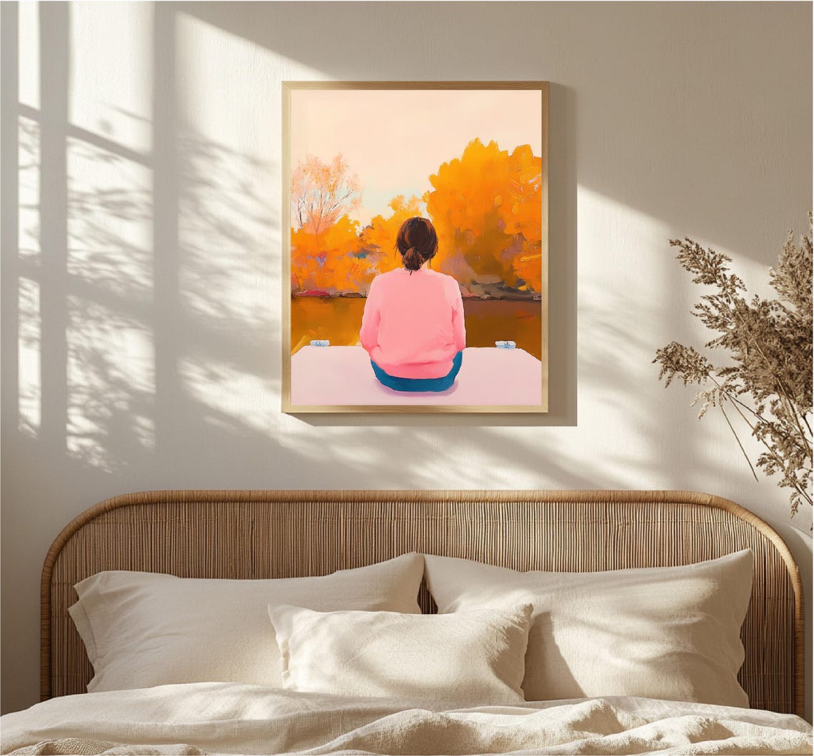 Painting Of Woman On Her Back Looking At The River Art To Print Decoration For Bedroom Girl Feminist Decoration - Image 4