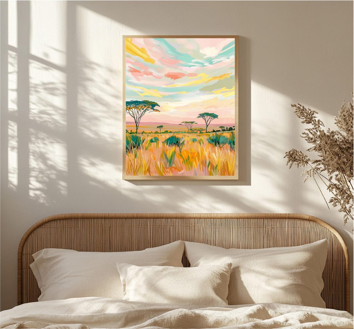 Painting Tropical Rainforest Pastel Colors Wall Art For Printing Home Decor Tropical Landscape - Image 4