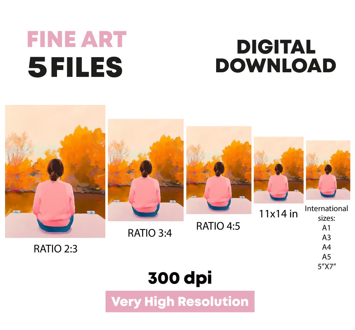 Painting Of Woman On Her Back Looking At The River Art To Print Decoration For Bedroom Girl Feminist Decoration - Image 3