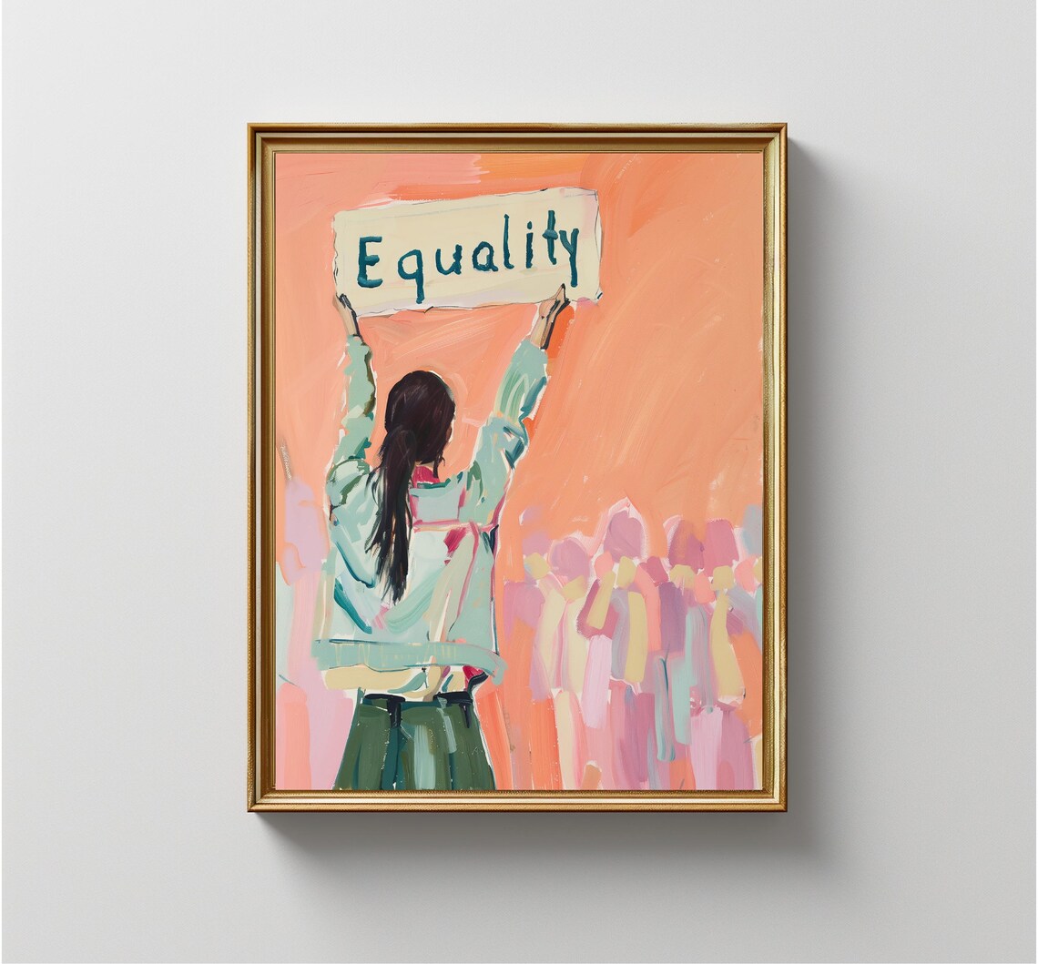 Woman Equality Sign Protest March Feminist Pink Activist Art Poster - Image 3