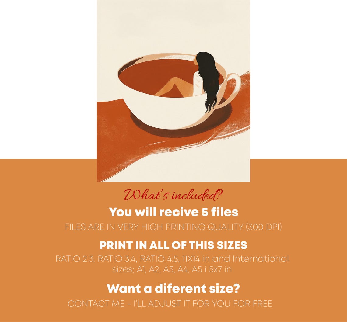Painting Of Girl Sitting Inside A Coffee Cup Kitchen Wall Art For Print Kitchen Decorating - Image 2