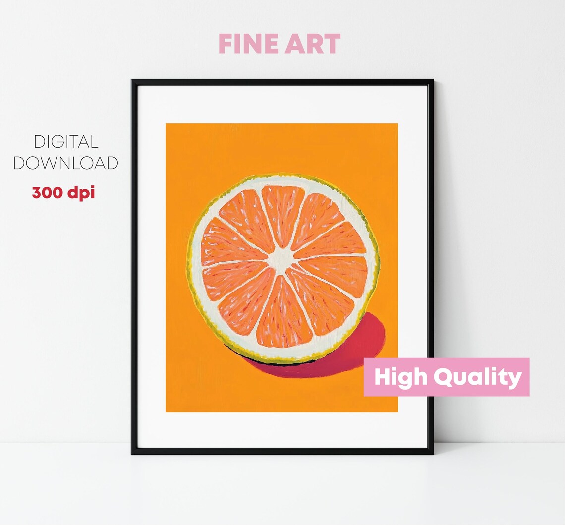 Art With Orange Fruit Wall Print Fruit Poster Cozy Art For The Kitchen Gift For Home Decoration - Image 3