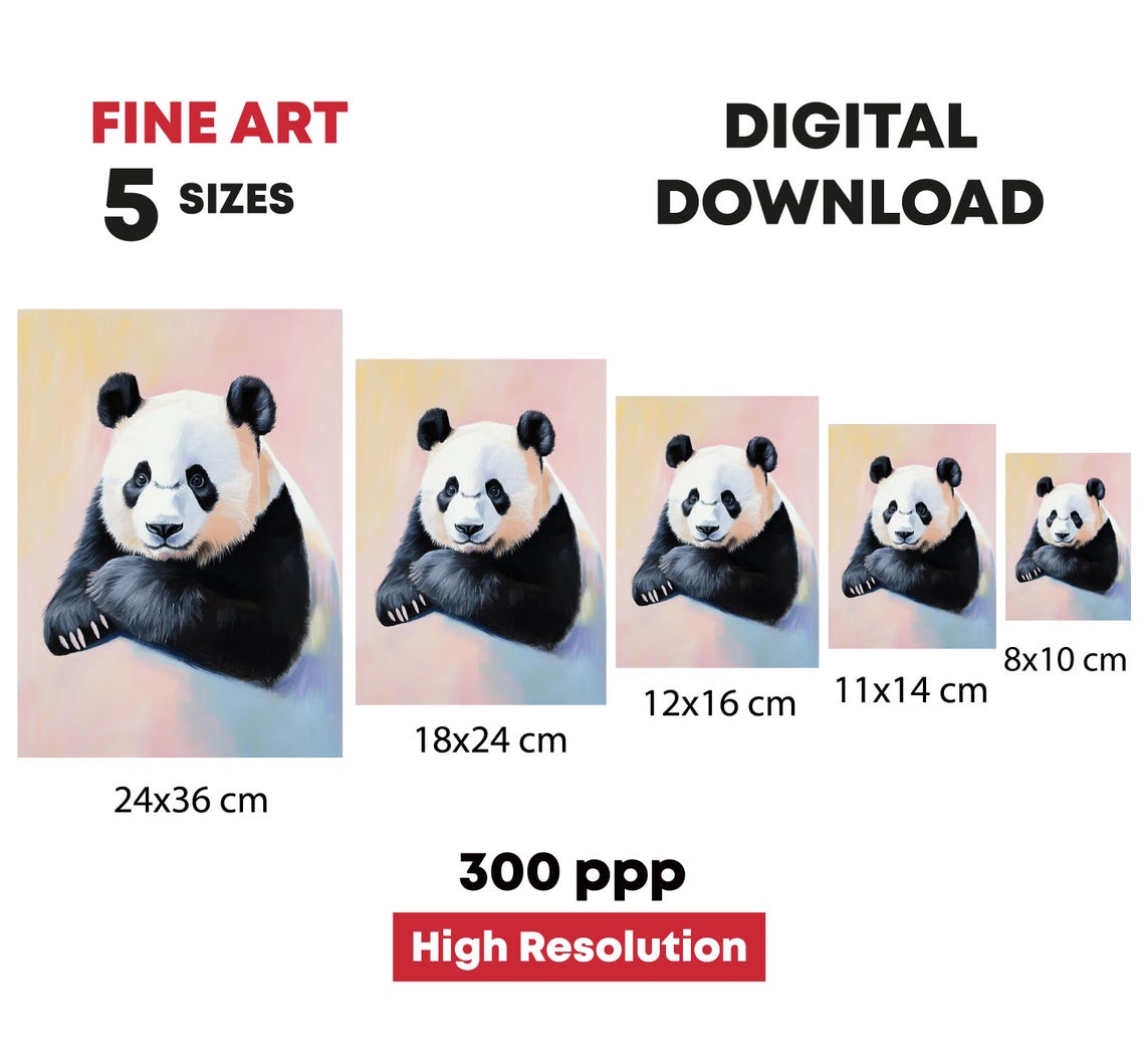 Cute Panda Bear Resting Paws Pastel Background Wildlife Poster - Image 4