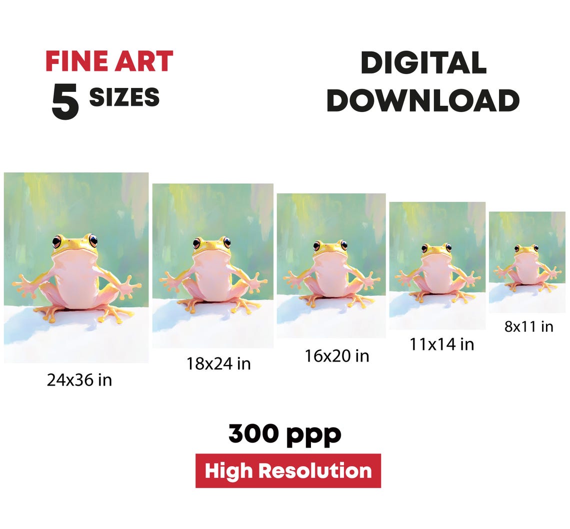 Cute Pink Tree Frog Big Eyes Pastel Green Nursery Wall Art Print - Image 4
