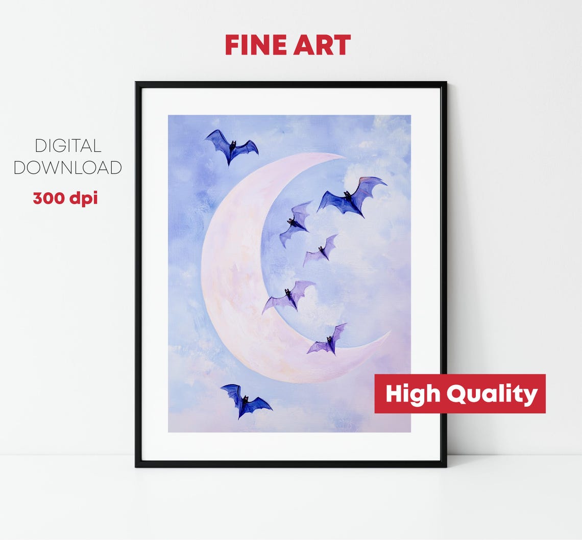 Bats Halloween Wall Decor Art Print - Image 2
