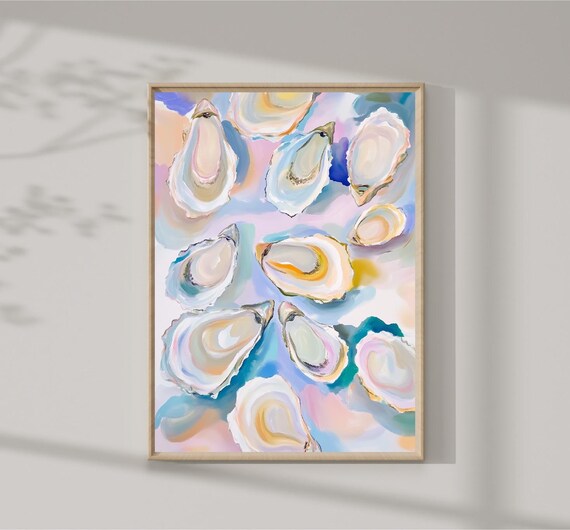 Painterly Oyster Shell Pattern Pastel Abstract Coastal Art Print