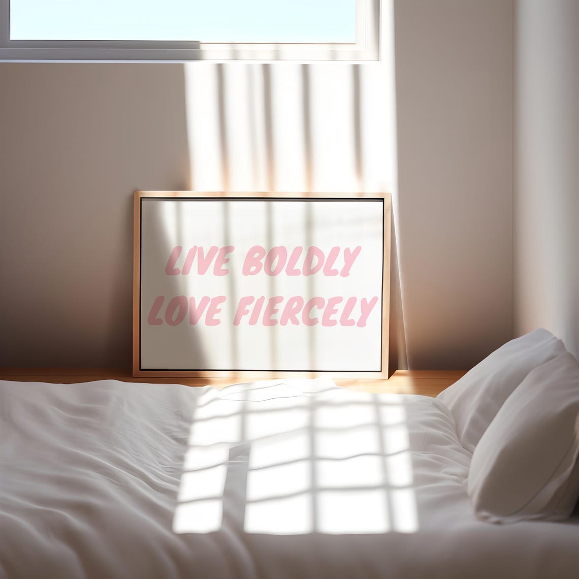 Live Boldly Love Fiercely Pink Retro Script Horizontal Poster - Image 2