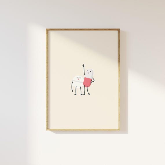 Happy Pills Cute Cartoon Characters Mental Health Fun Wall Poster