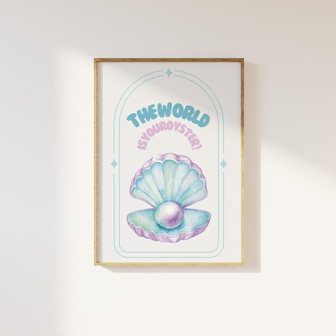 The World Is Your Oyster Watercolor Shell Pearl Motivational Poster - Image 2