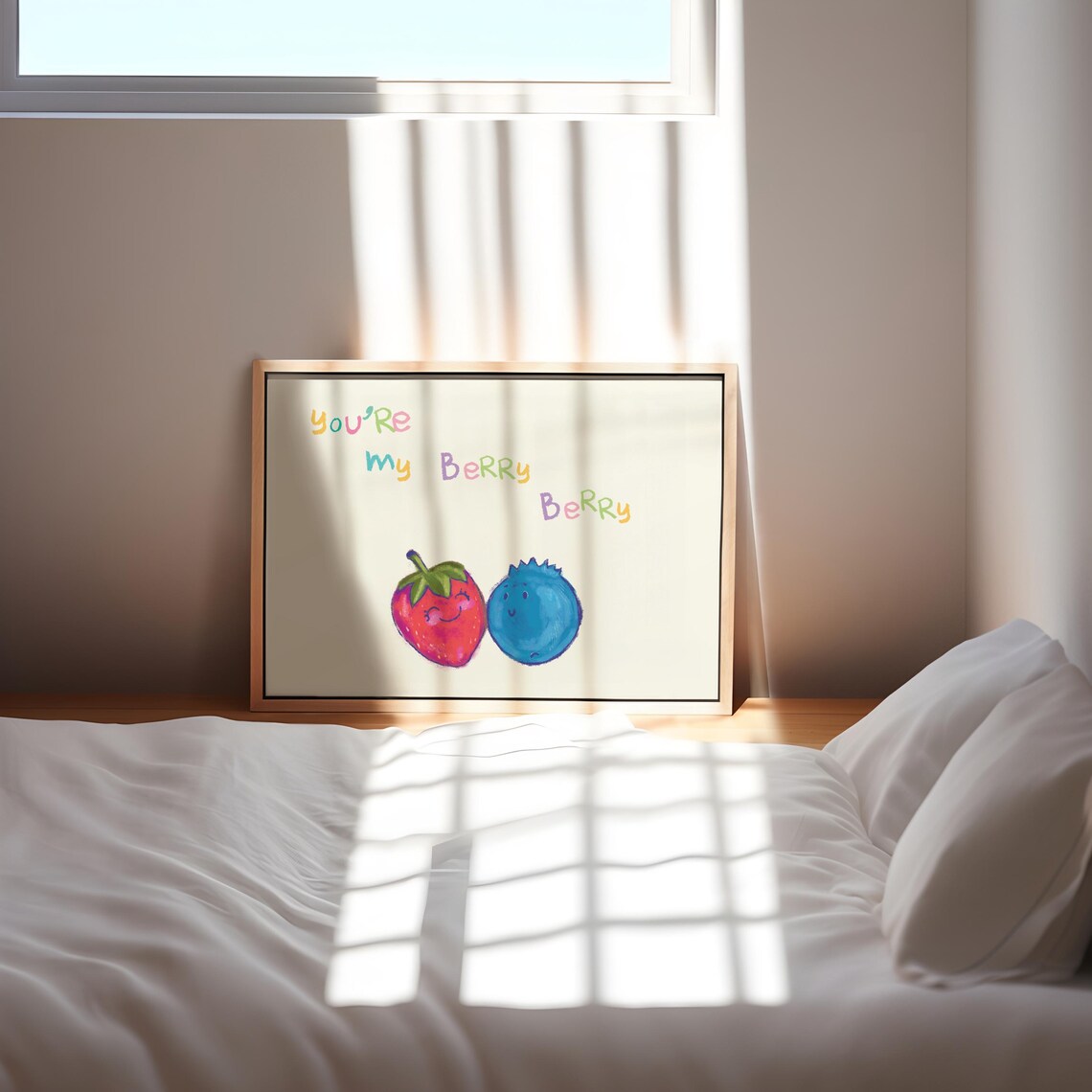 Youre My Berry Berry Strawberry Blueberry Kids Nursery Wall Art - Image 3