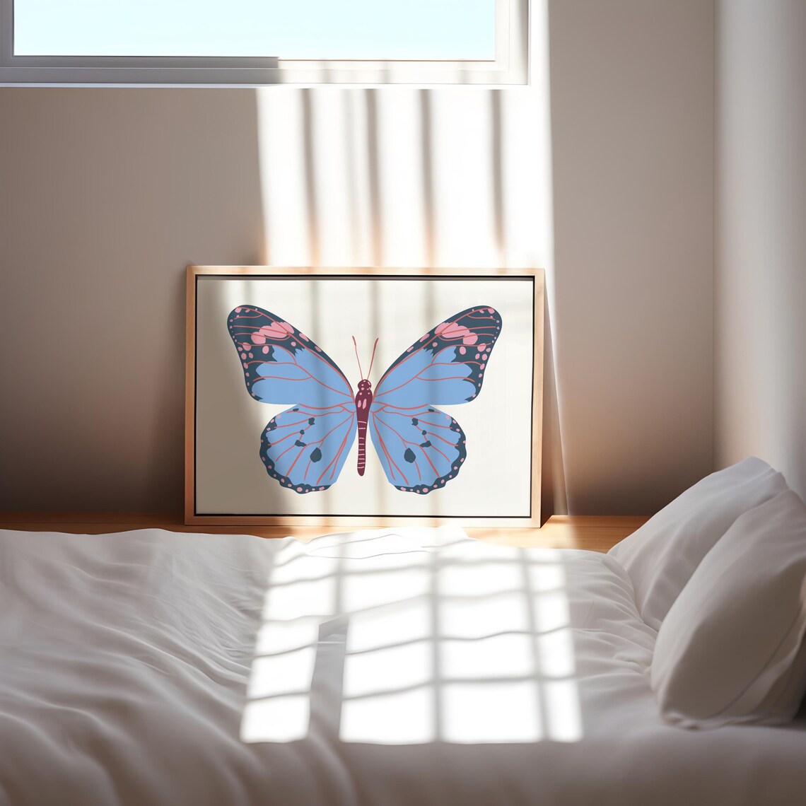 Blue Butterfly Poster Print Preppy Room Decor Colorful Art Print Teen Girl Bedroom Decor Dorm Room Wall Art - Image 3
