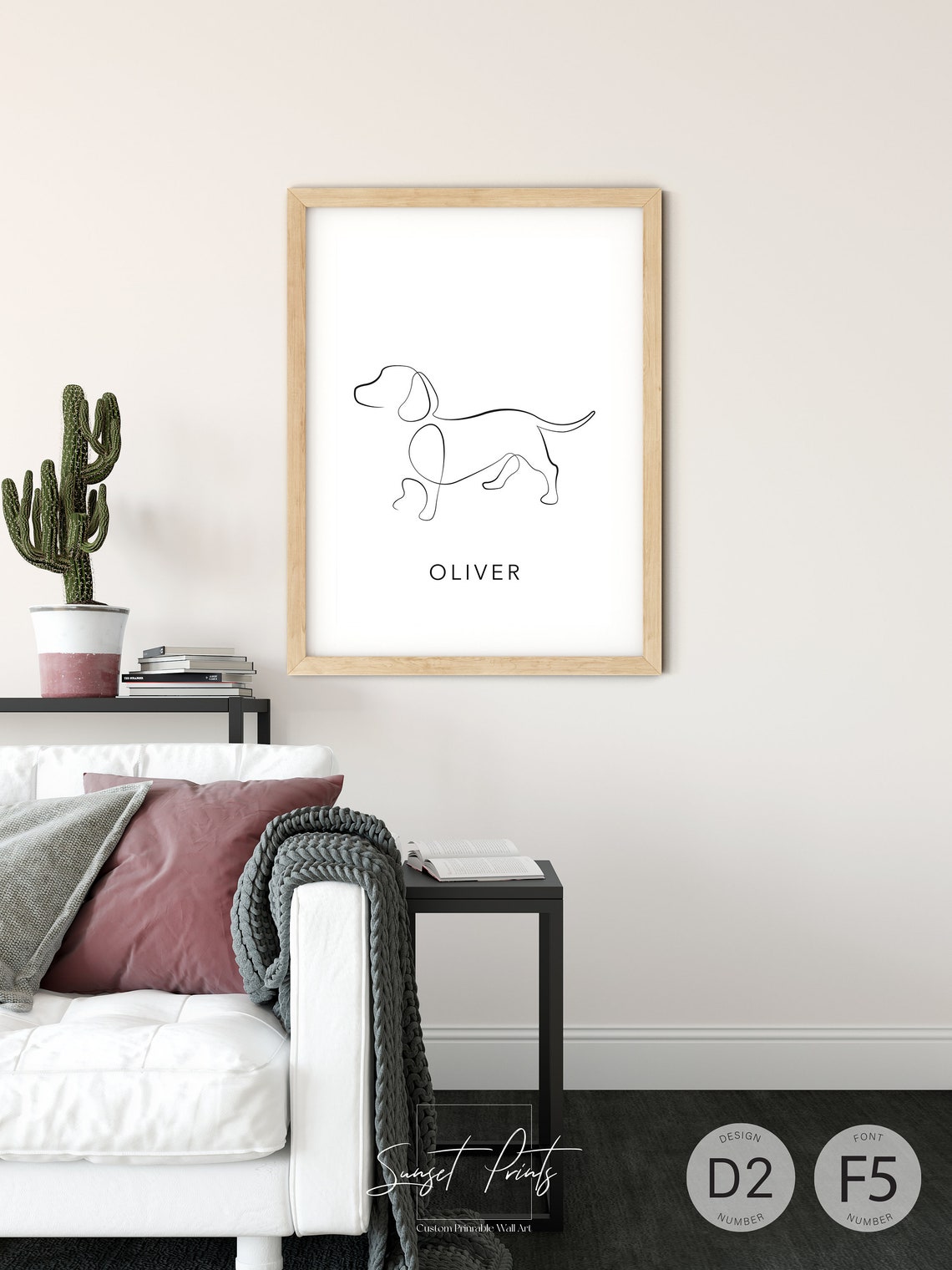 Dachshund One Line Drawing Custom Dog Name Personalized Pet Art Poster - Image 2