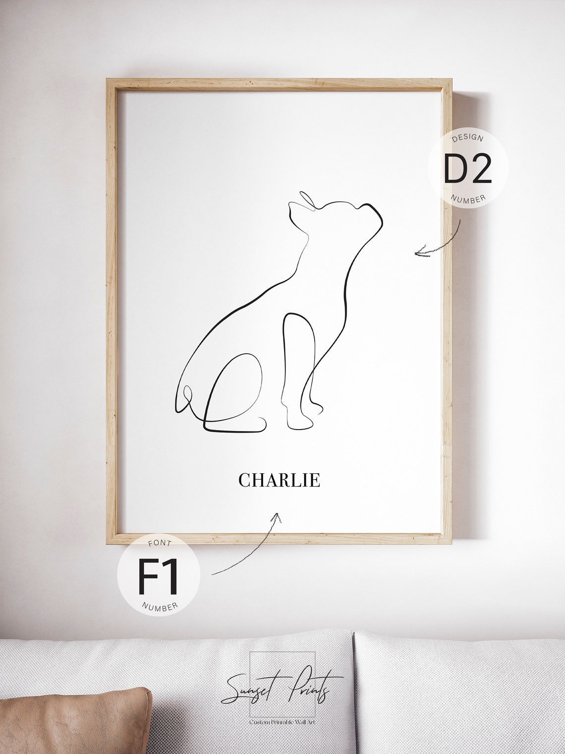 French Bulldog Customisable Gift Dog Lover Puppy Art Bulldog Line Drawing French Bulldog Silhouette Poster Gift Idea Animal Lover - Image 5