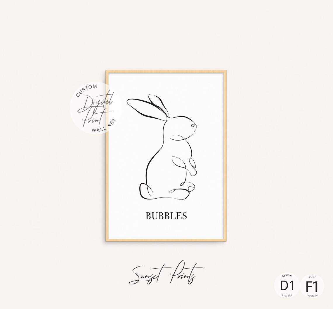 Two Bunnies One Line Art Custom Rabbit Names Minimalist Pet Lover Poster - Image 5