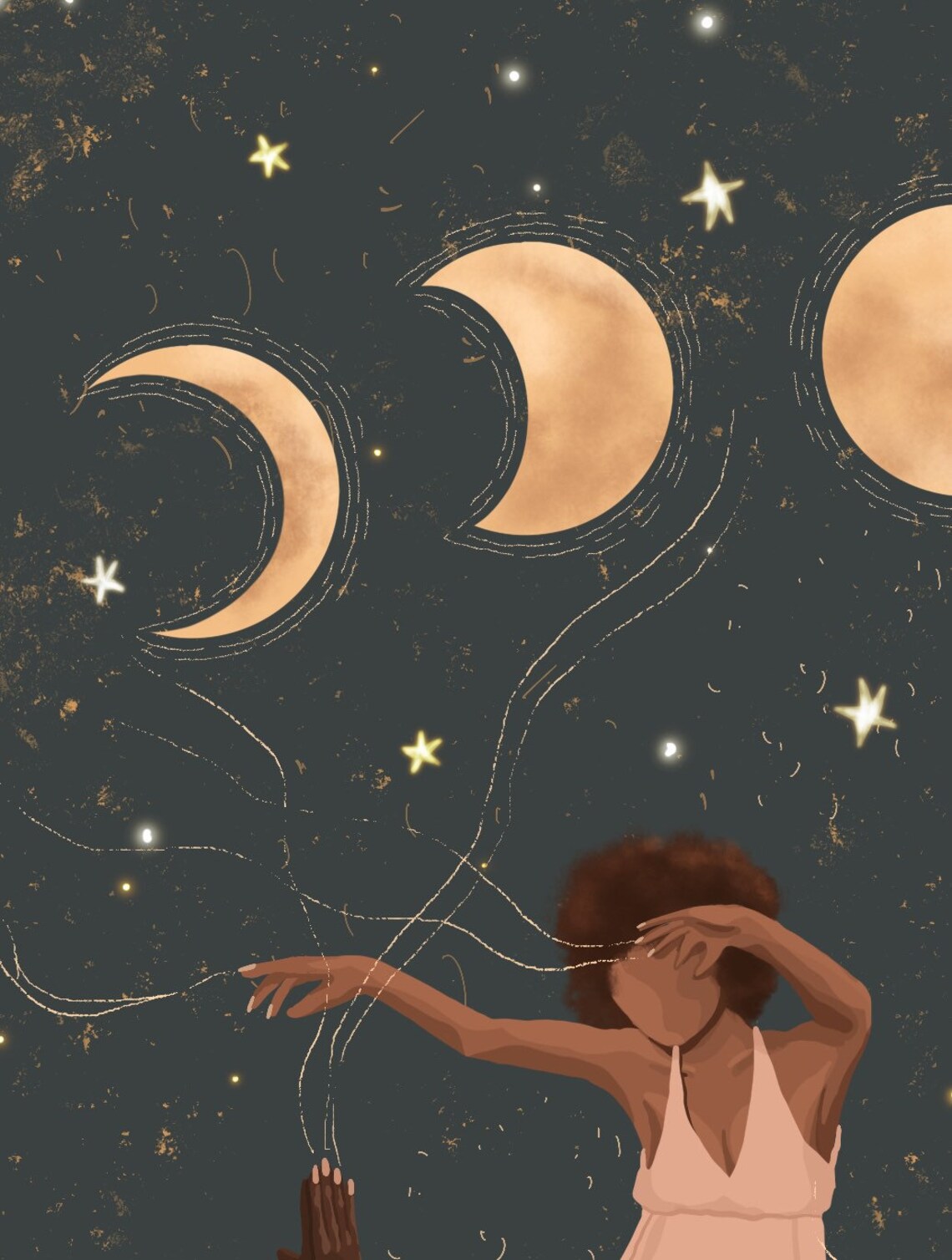 Ecstatic Dance Women's Circle Boho Moon Phases Art Print - Image 2