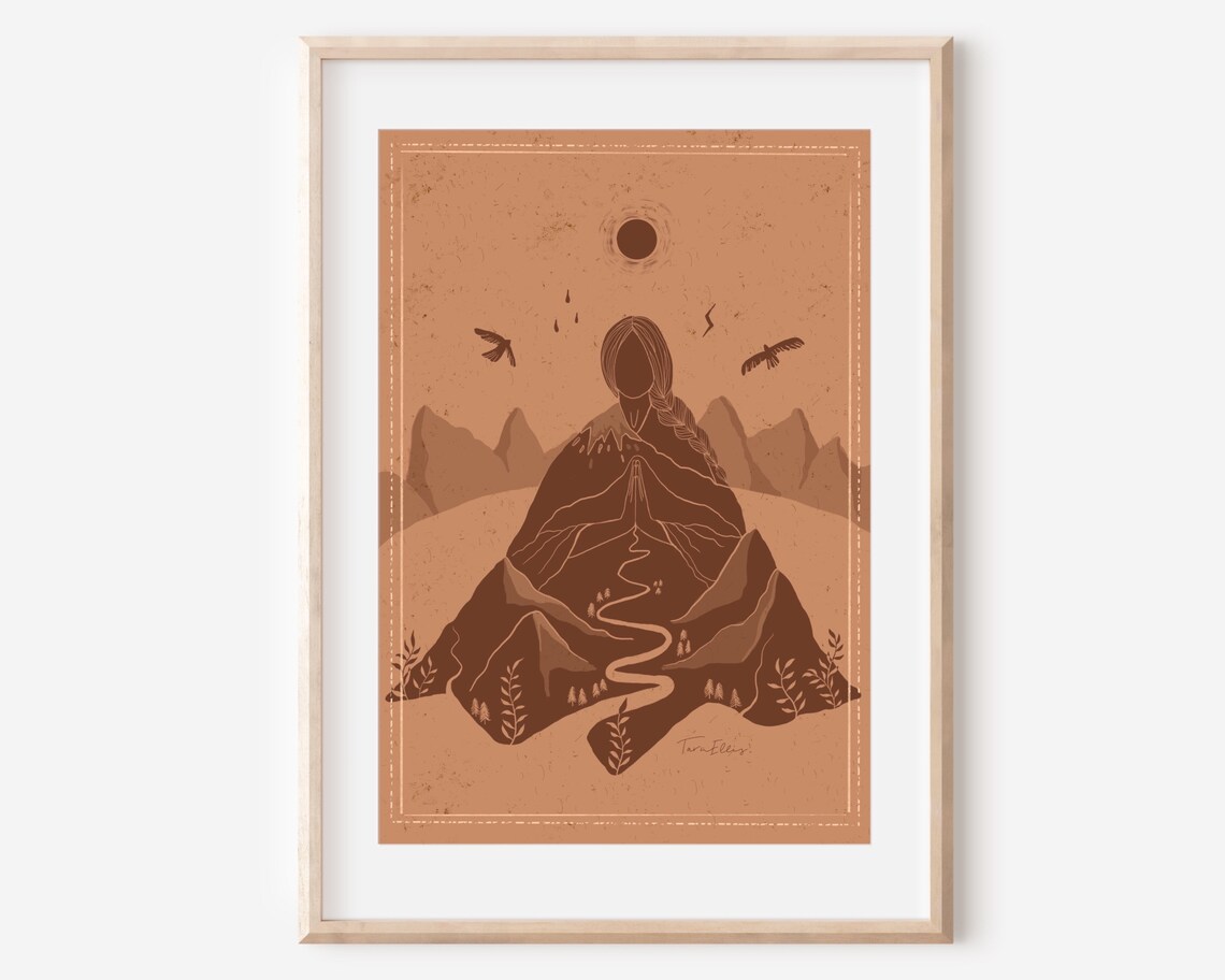 Mother Nature Gaia Earth Illustration Art Print, Boho