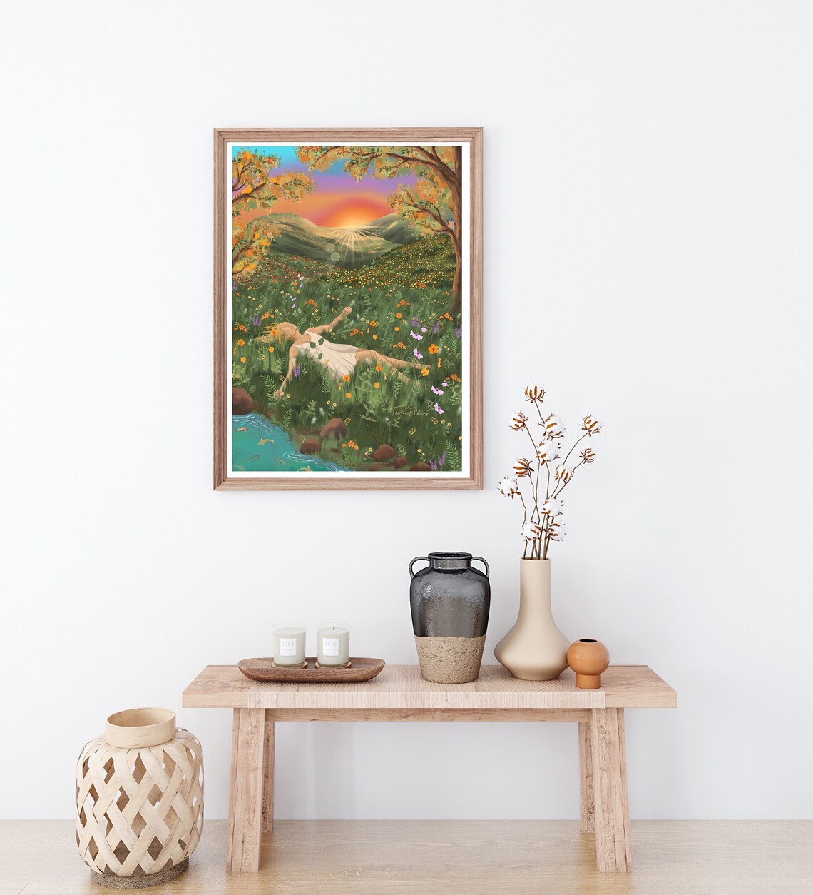 Field Of Dreams, Boho Summer Meadow Art Print - Image 2