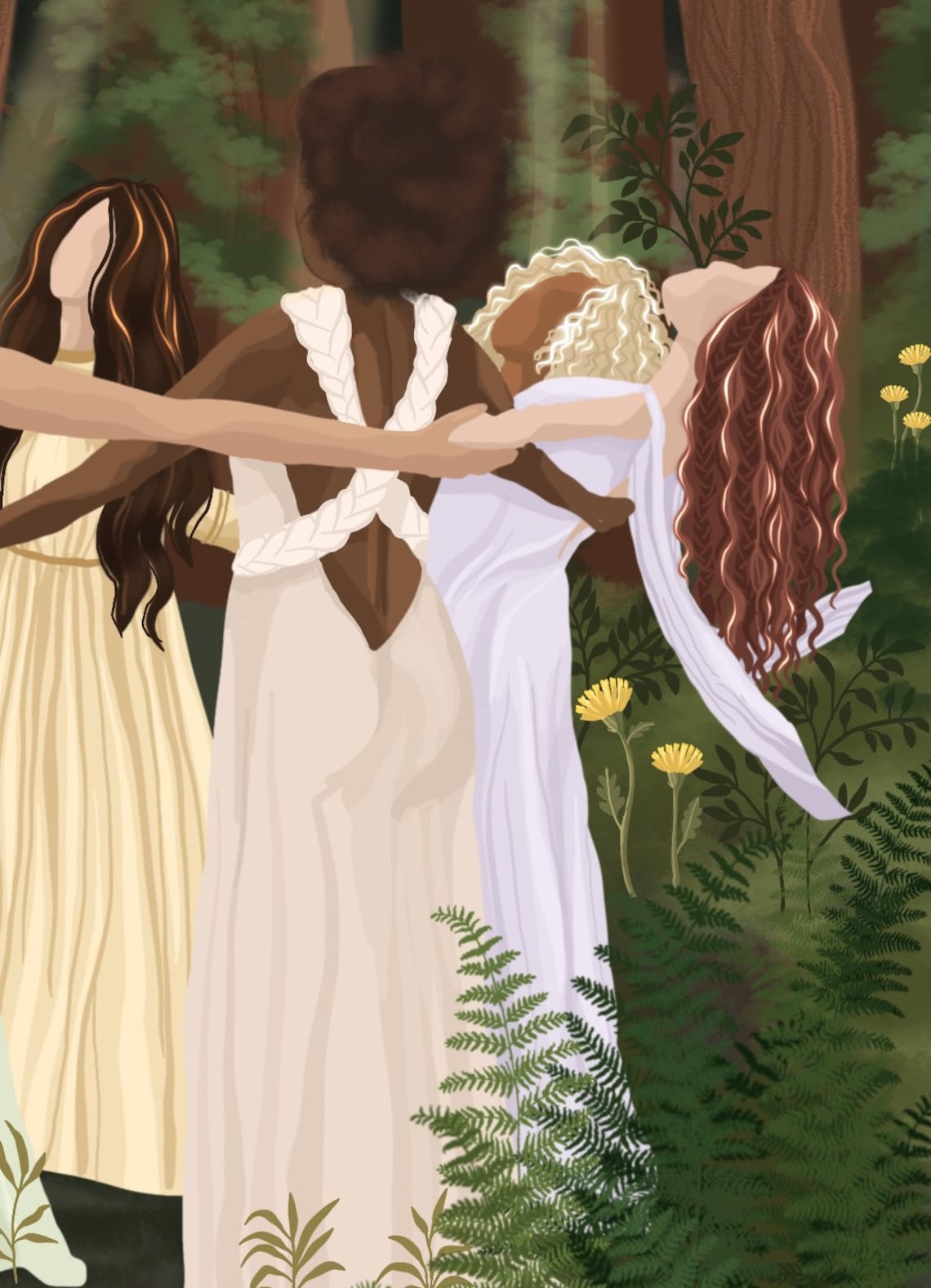 Forest Gathering Boho Women's Circle Art Print - Image 3