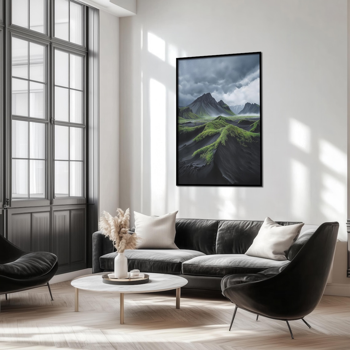 Stormy Iceland Highlands Oil Painting, Dramatic Landscape - Image 3