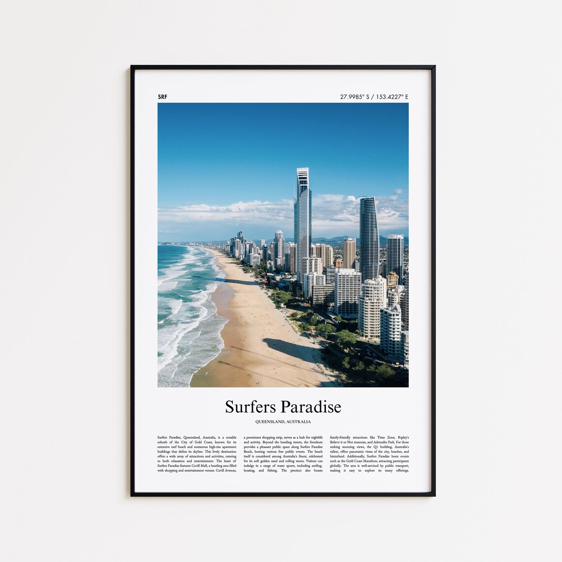 Surfers Paradise Queensland Beach Skyline Photography Travel Print