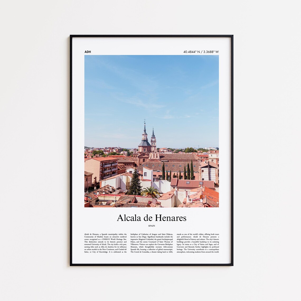 Alcala de Henares Spain Terracotta Rooftops Real Photo Poster
