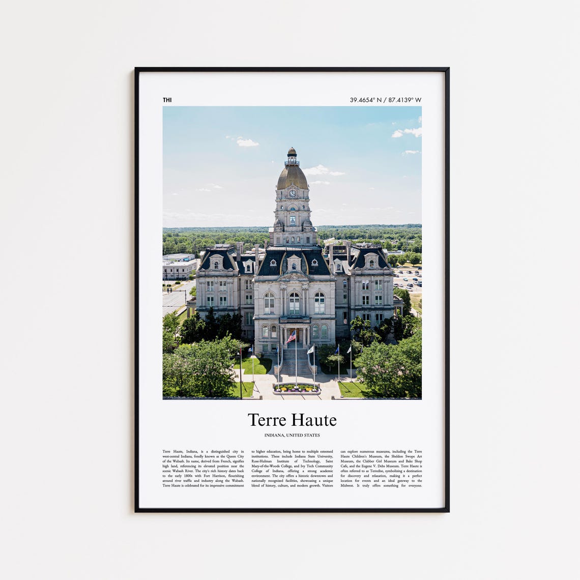 Terre Haute Indiana Historic Courthouse Golden Dome Photo Poster