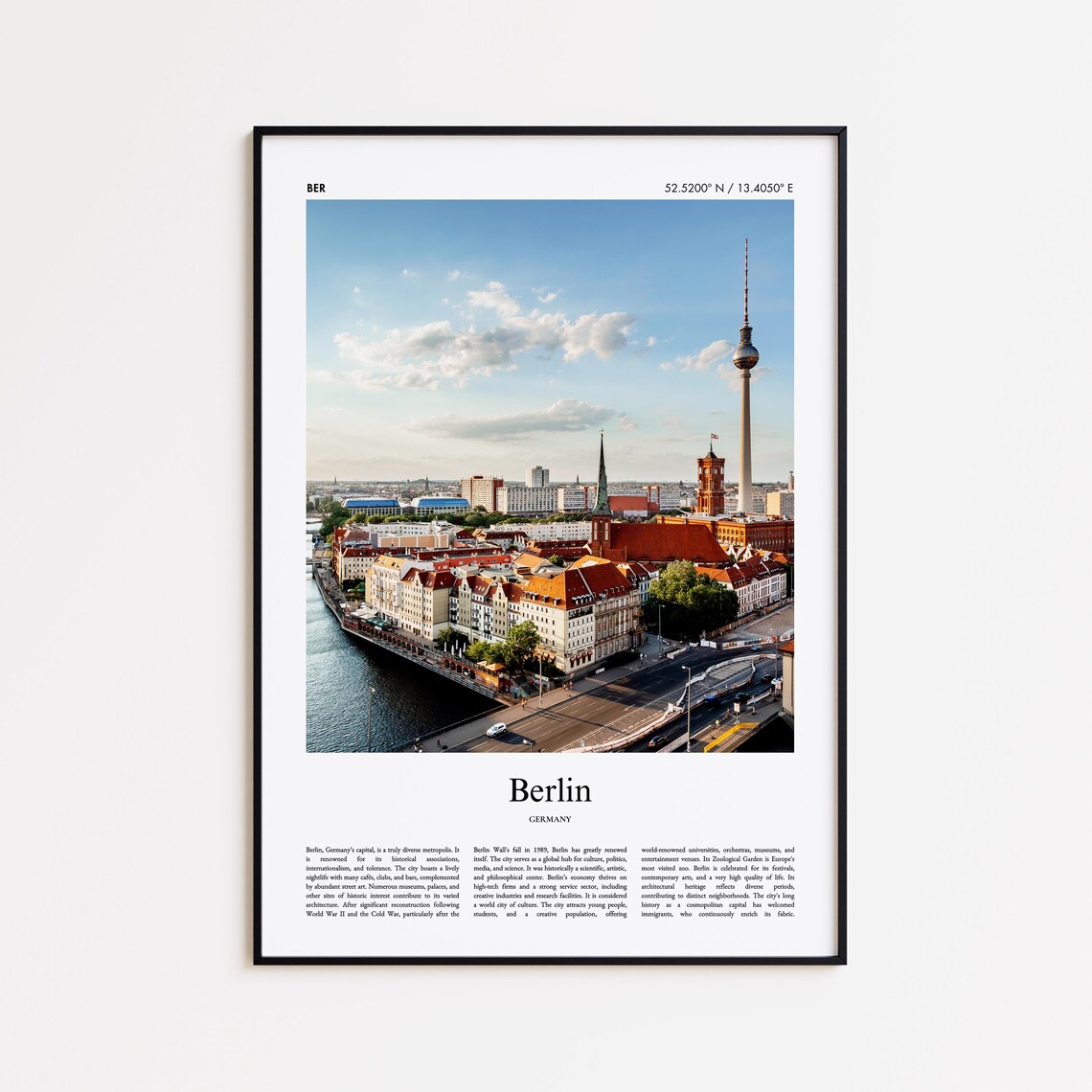 Berlin Germany TV Tower City Skyline Photography Travel Print