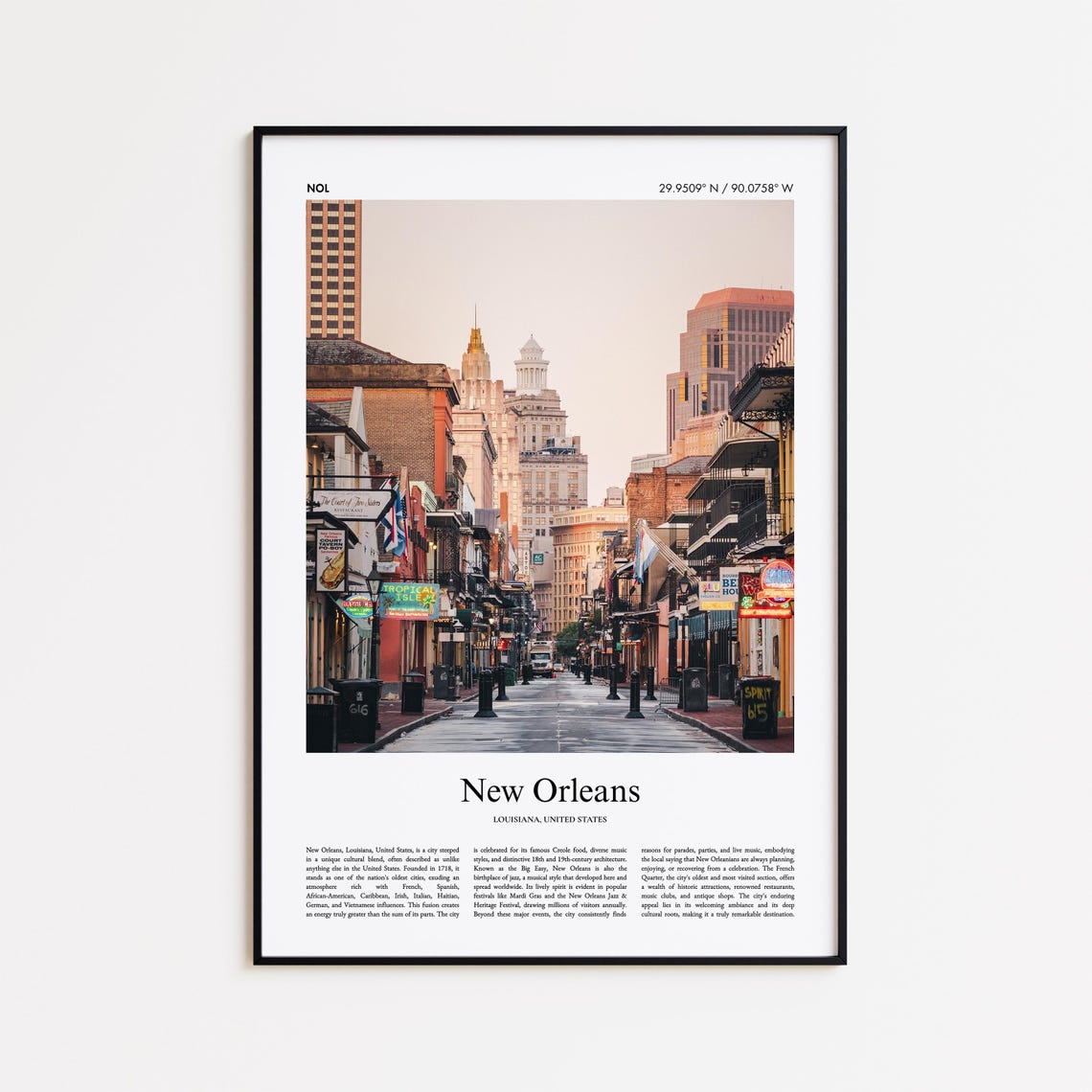 New Orleans Color Print Real Photo Poster Travel Gift Louisiana United States Usa Wall Art
