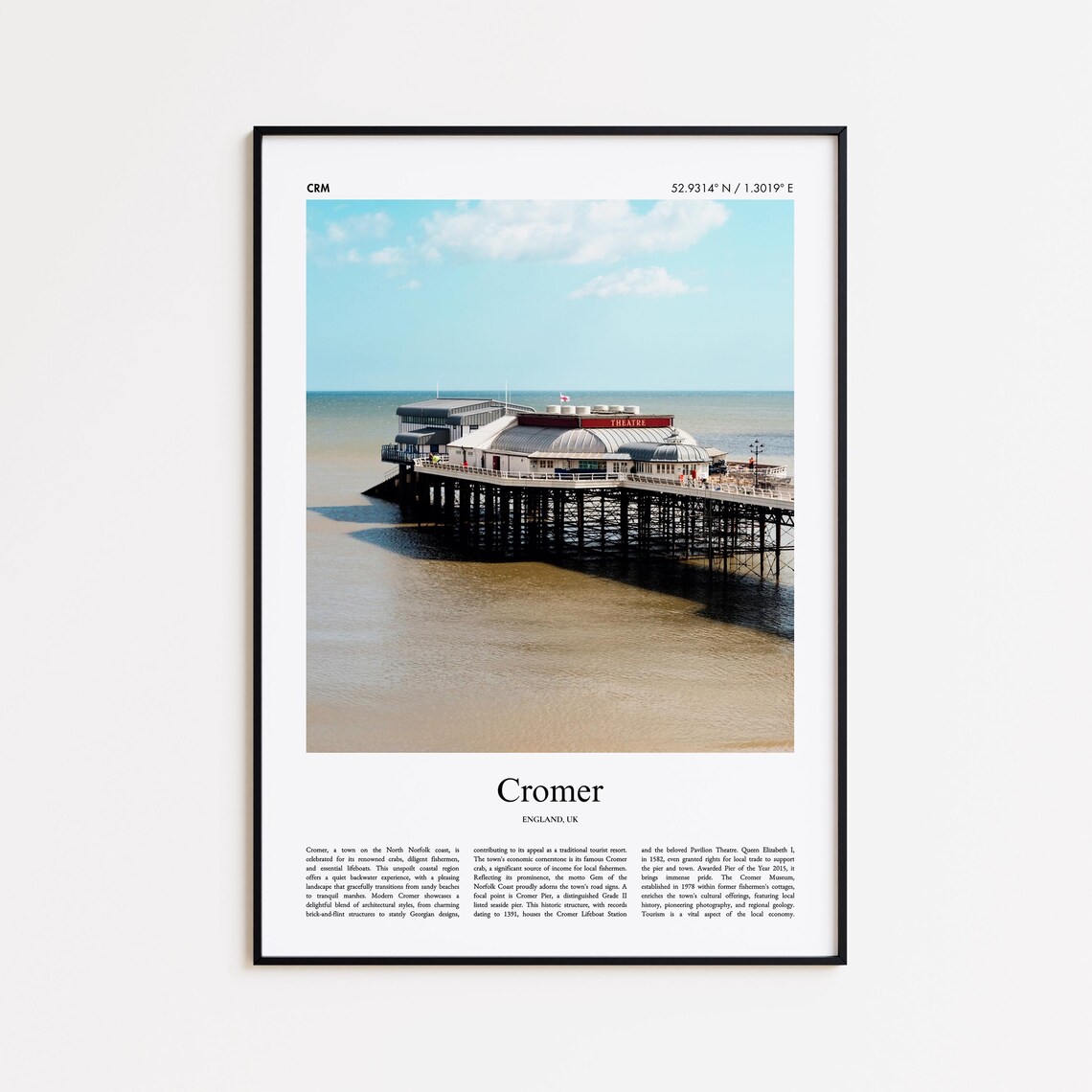 Cromer England Pier Theatre Seaside Town Photo Travel Poster