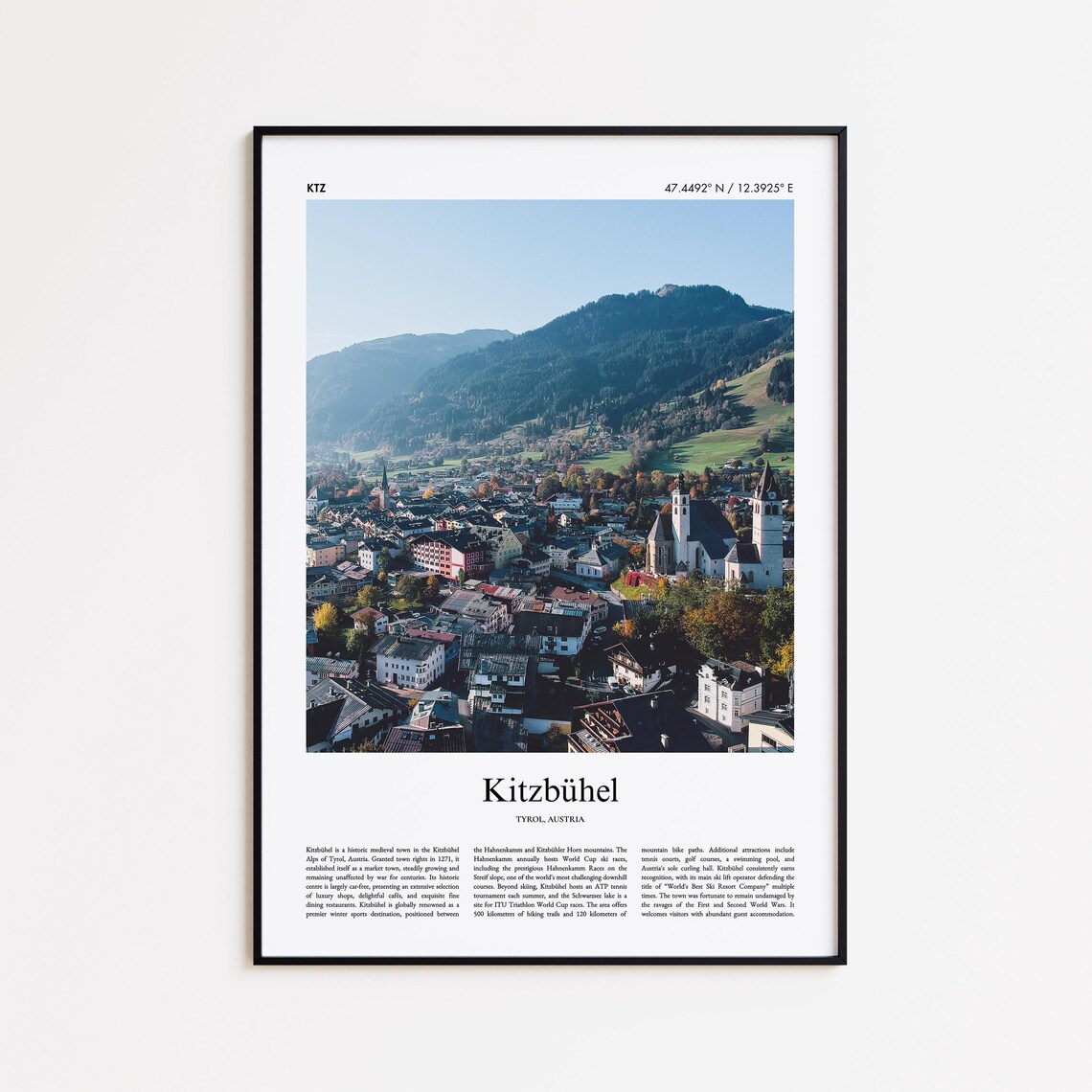 Kitzbuhel Austria Alpine Ski Town Mountain Photo Travel Poster