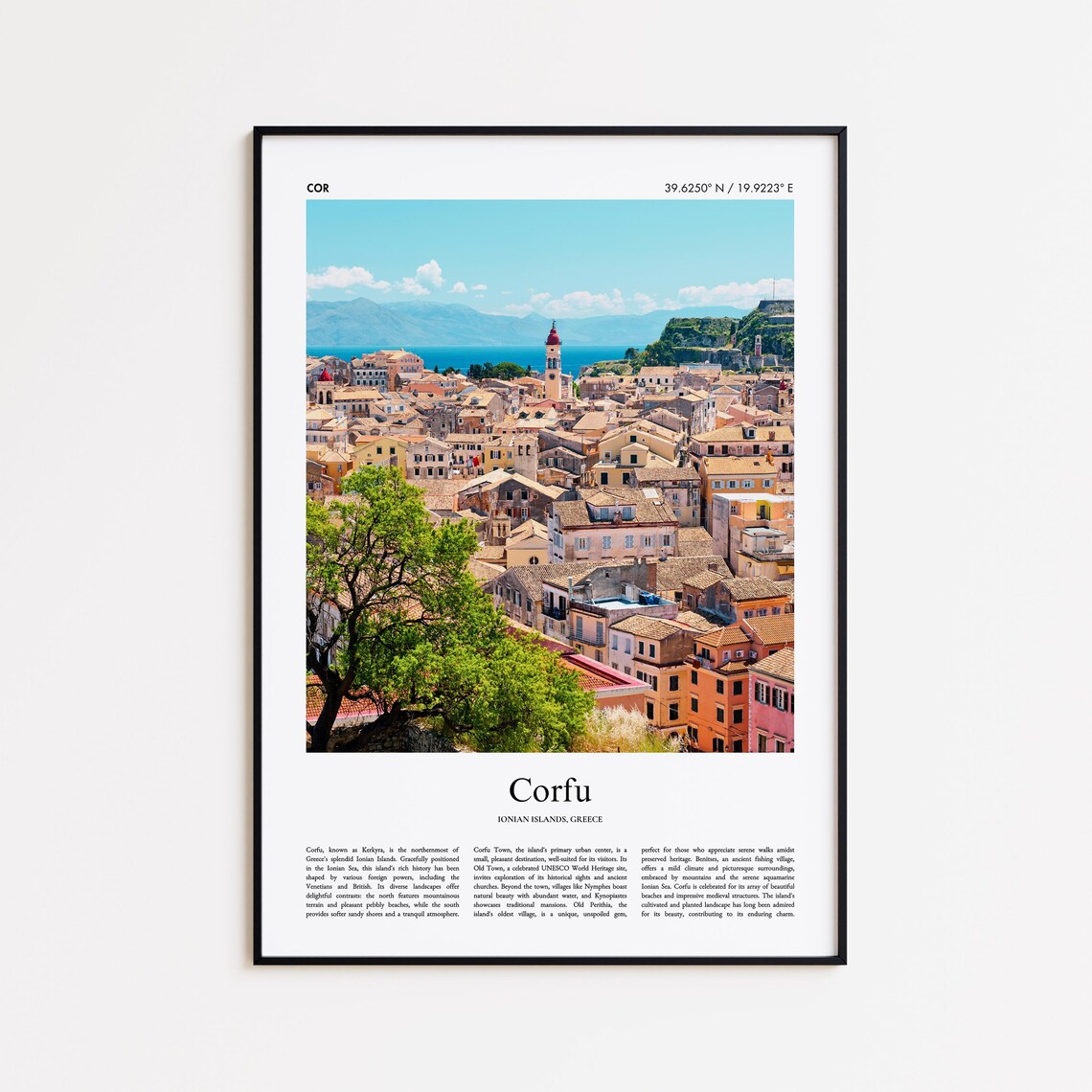 Corfu Greece Old Town Rooftops Ionian Sea Island View Poster