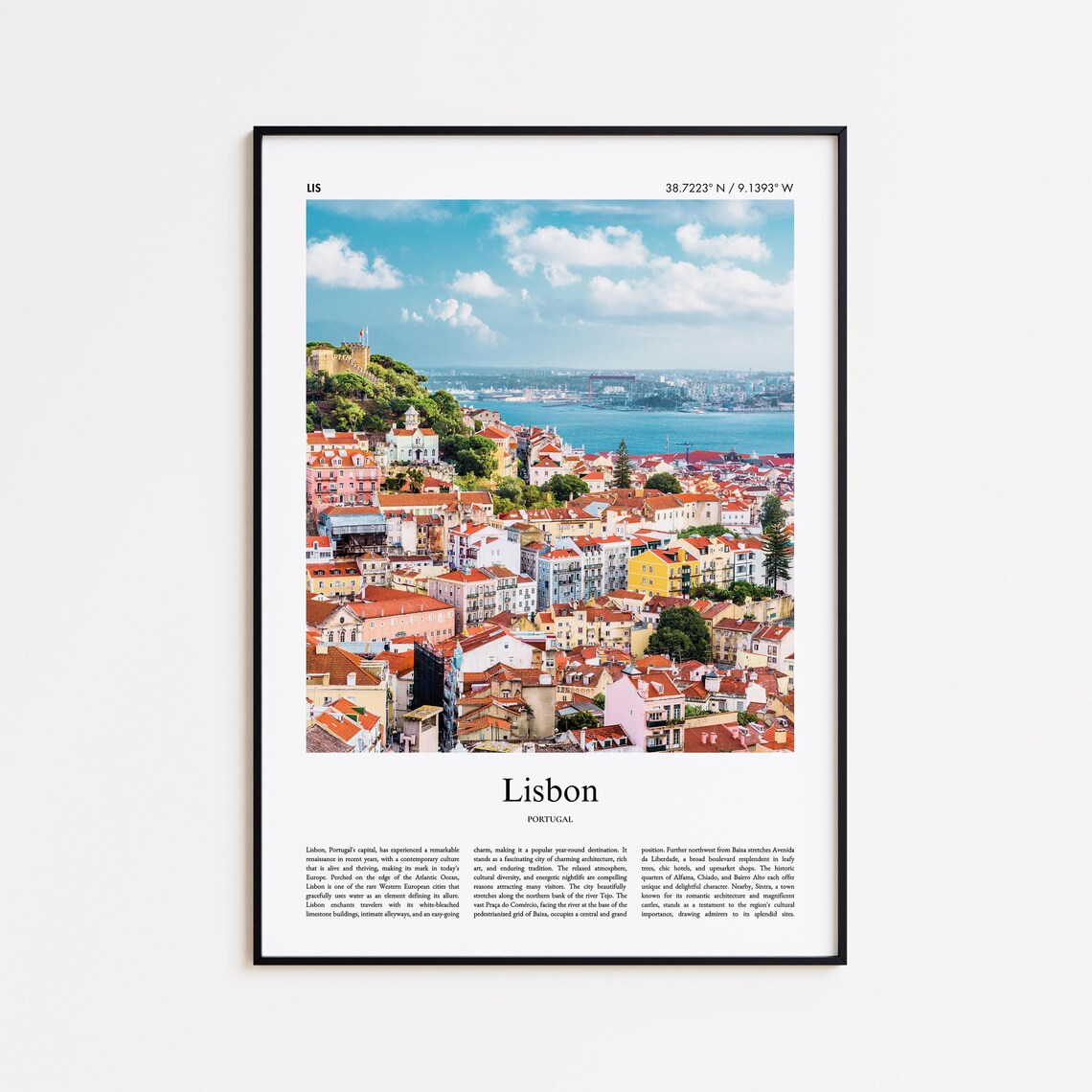 Lisbon Portugal Alfama Rooftops and Tagus River Travel Poster