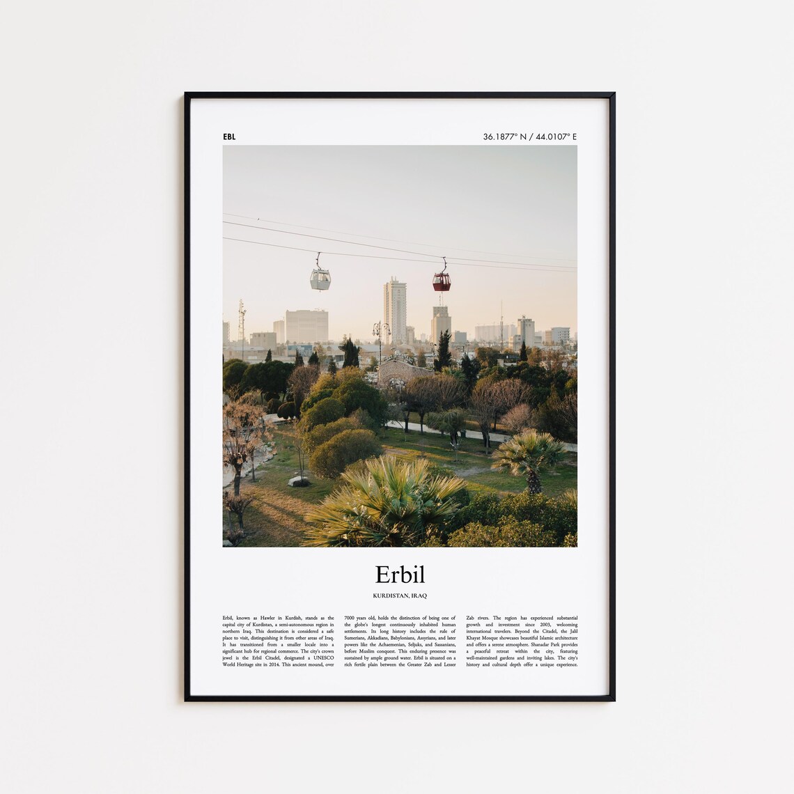 Erbil Kurdistan Iraq Cable Car Downtown Park Sunrise Photo Poster