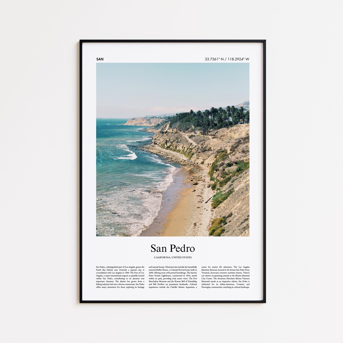 San Pedro Color Print Travel Poster, United States