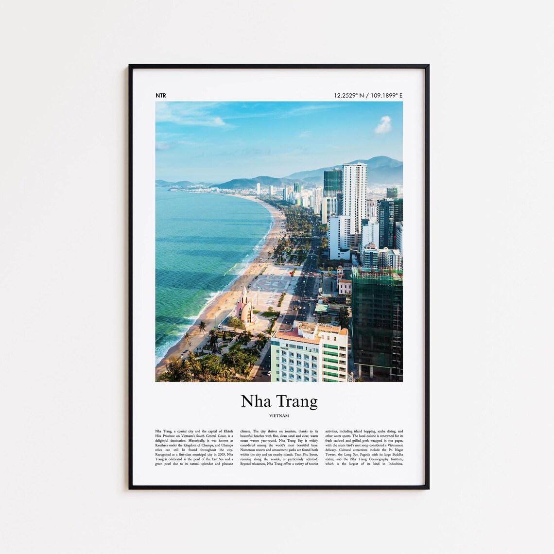 Nha Trang Vietnam Beach City Aerial Coast Real Photo Travel Poster