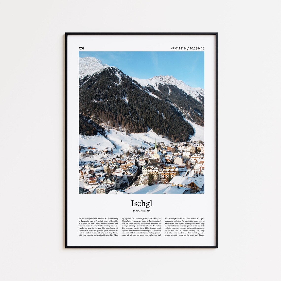 Ischgl Tyrol Austria Snowy Winter Alpine Ski Village Photo Poster