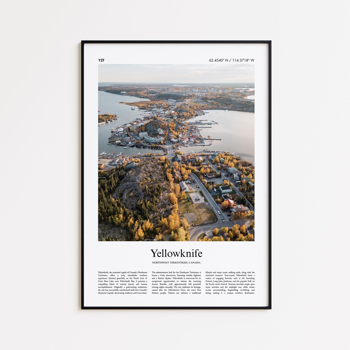 Yellowknife Travel Poster, Northwest Territories Canada