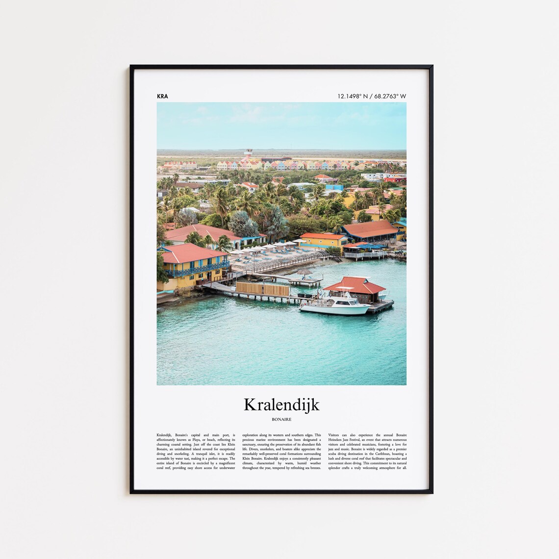Kralendijk Bonaire Caribbean Waterfront Aerial Photo Travel Poster